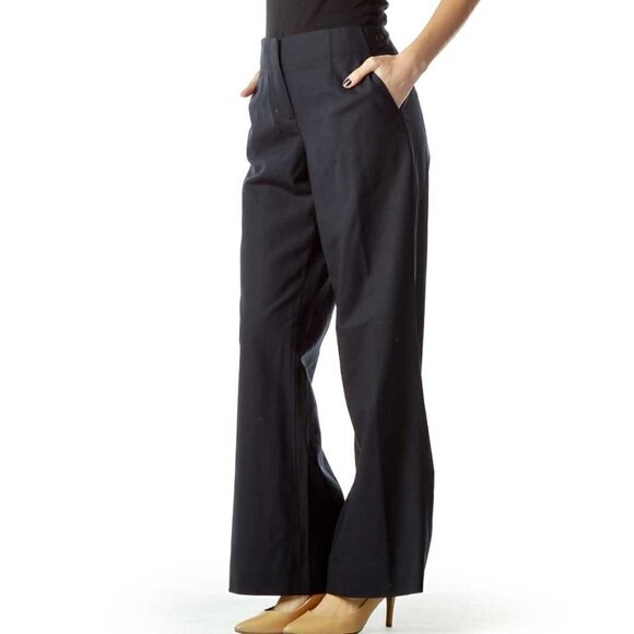 Elie Tahari Pants - Elie Tahari Navy Wool Wide Leg Slacks